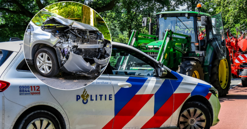 Auto botst op tractor in Enschede, bestuurder naar ziekenhuis