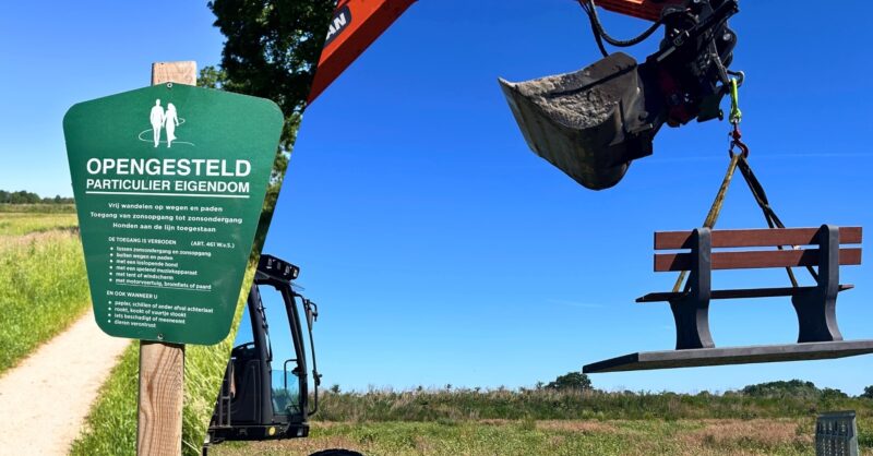 Wandelaars kunnen nu rusten tijdens een wandeling langs de Aadijk in Almelo, zeven bankjes verrijken