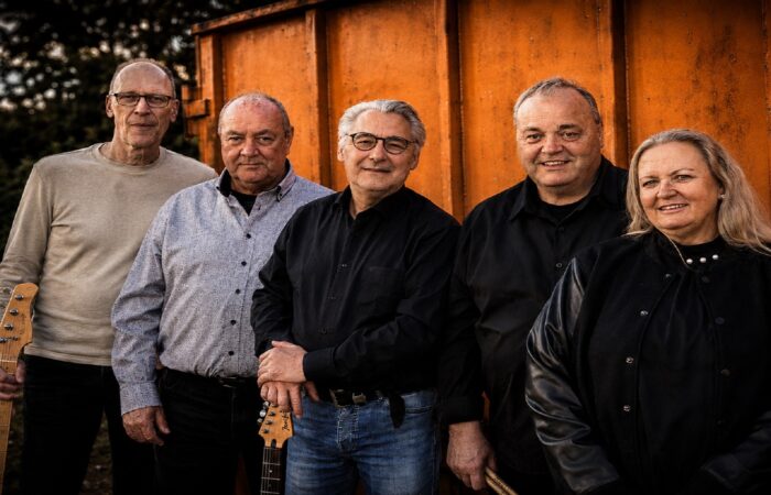 De Leuke Liedjes Band bij de koepel in Park Stakenkamp Oldenzaal