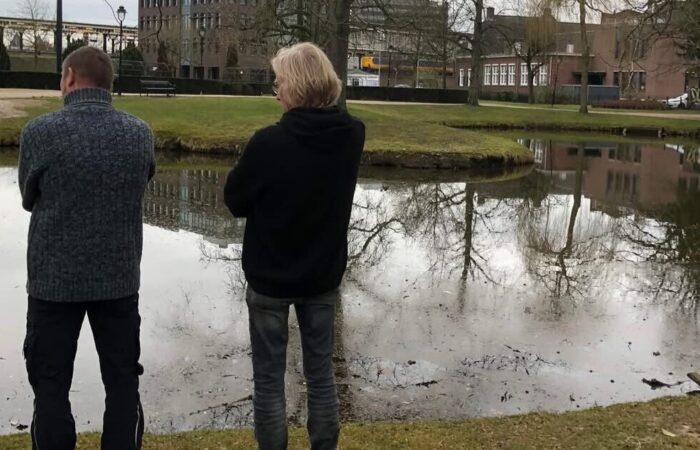 Kunst op de vijver in het Prins Bernhardplantsoen