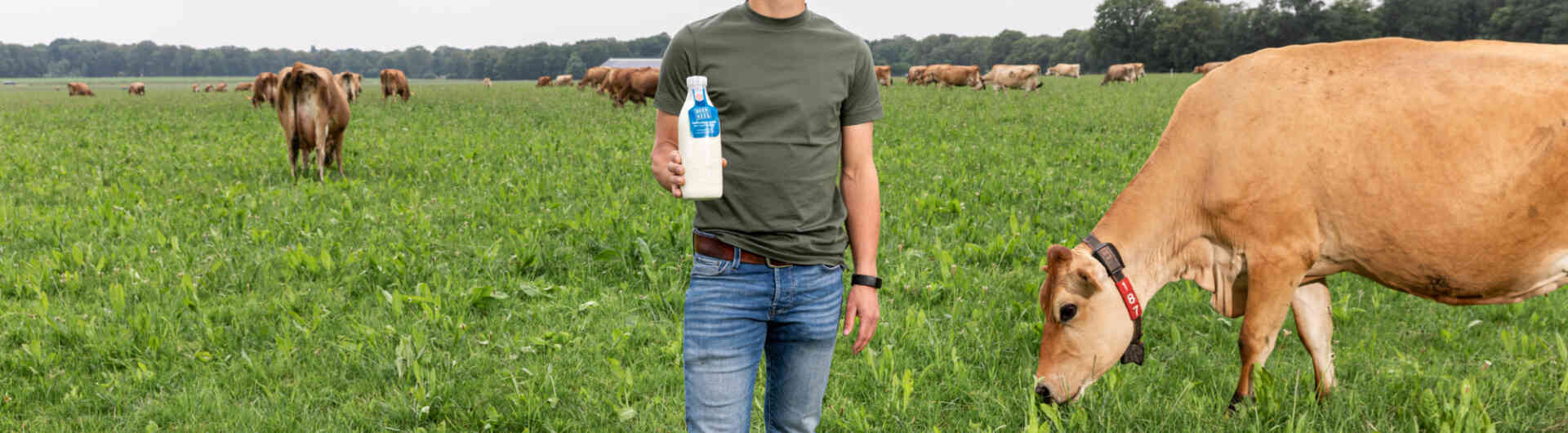 Boer Kees Schutte met zijn koeien en melk.