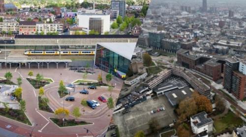 Luchtfoto spoorzone Hengelo en Enschede bron provincie en gemeente Enschede