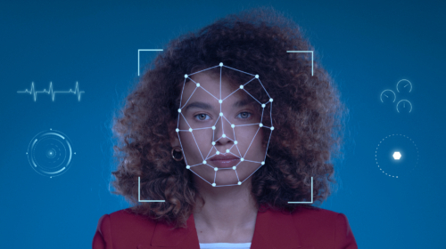Facial recognition collage concept