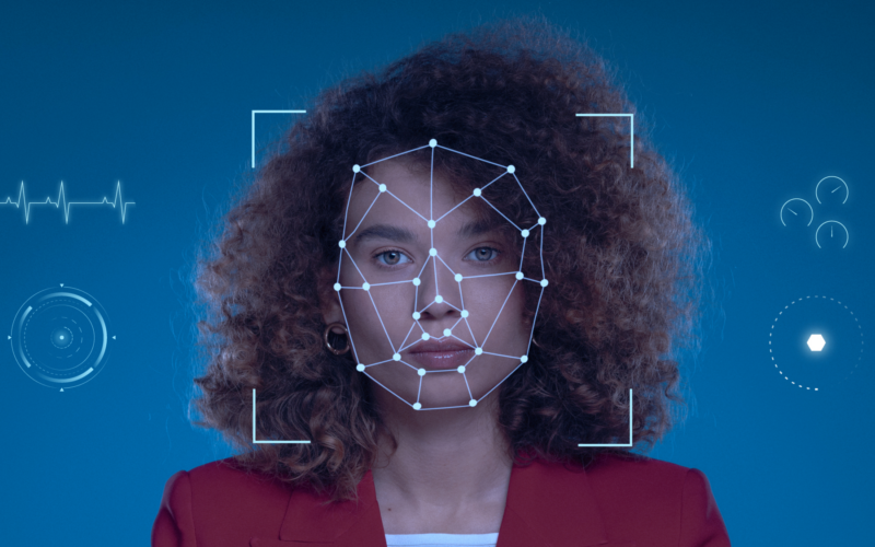 Facial recognition collage concept