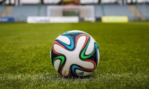 336837 voetbal in het gras