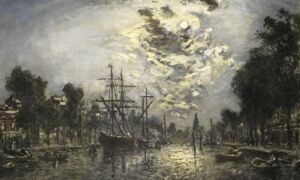 97578 Johan Barthold Jongkind Rotterdam bij maneschijn