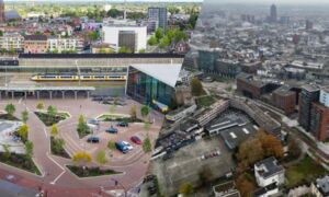 Luchtfoto spoorzone Hengelo en Enschede bron provincie en gemeente Enschede