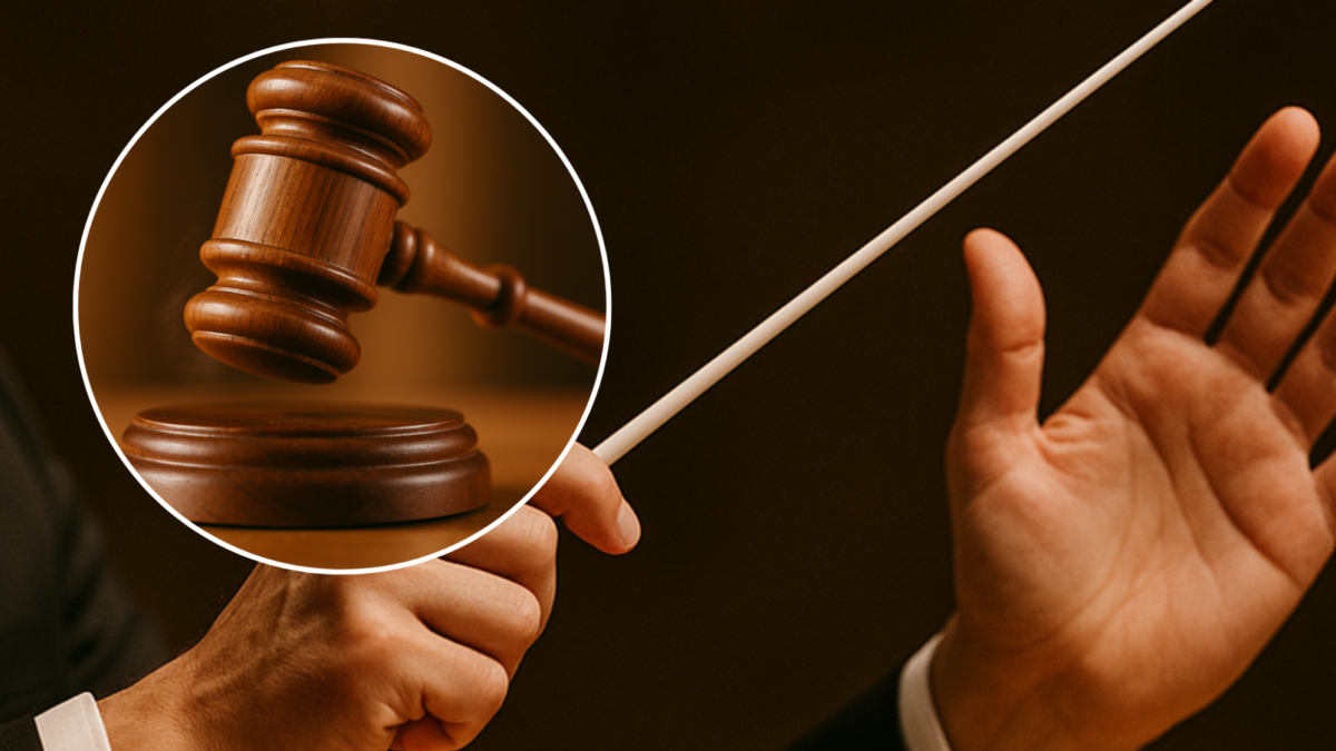 20251013 stockphoto dirigent met stok veiling hamer