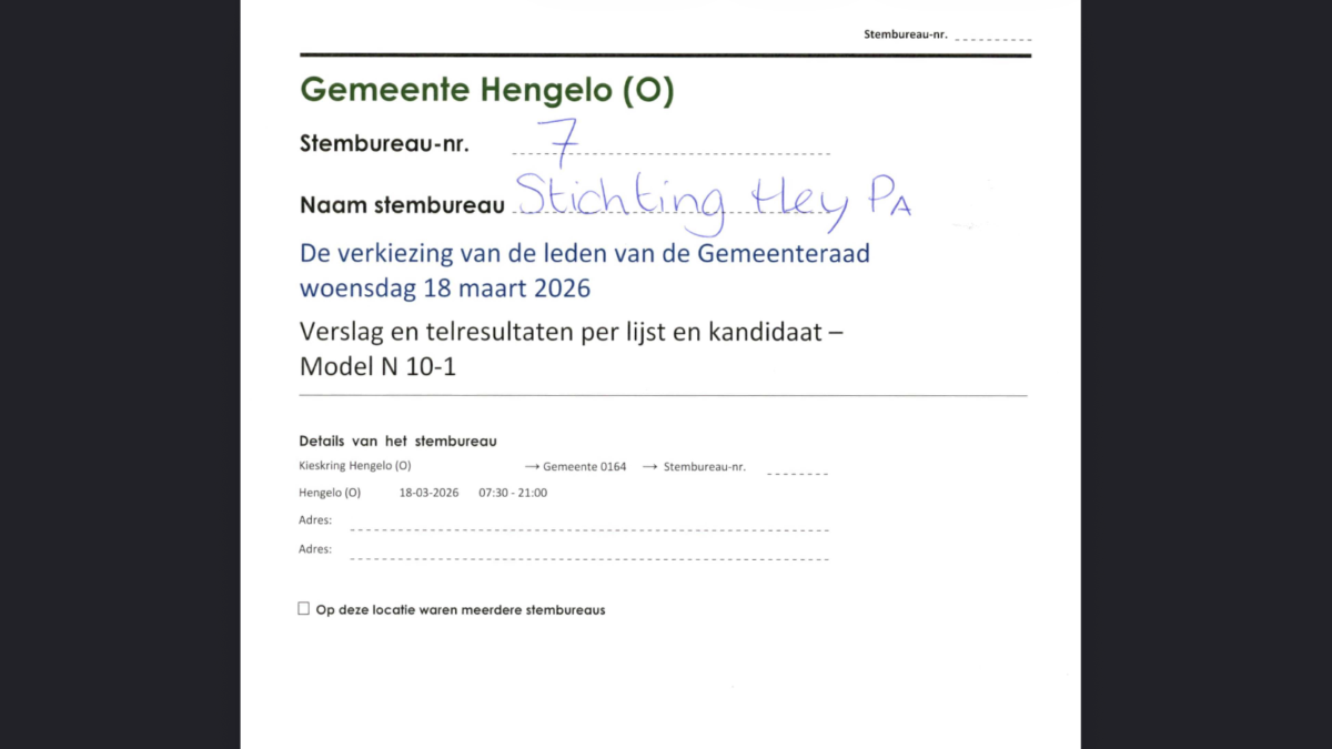 20260323 proces verbaal hengelo geen adres gemeenteraads verkiezingen