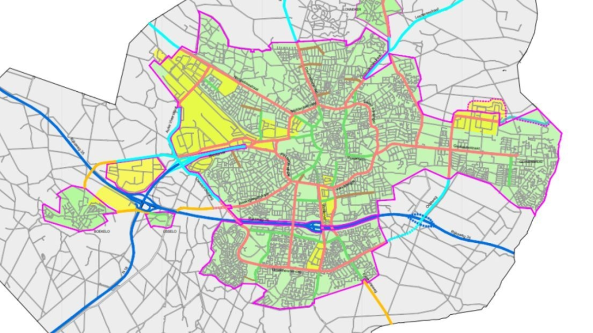 20250217 gemeente enschede kaart 30km zones binnen de singel