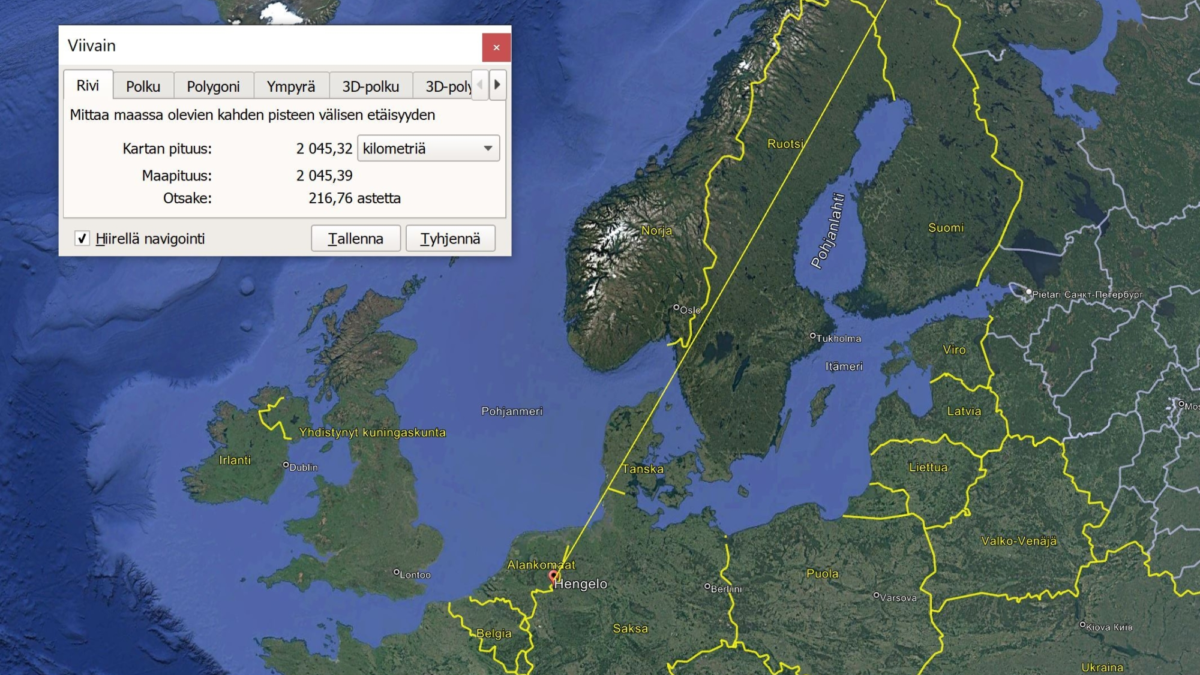 Afstand google earth jim solatie 2045 km