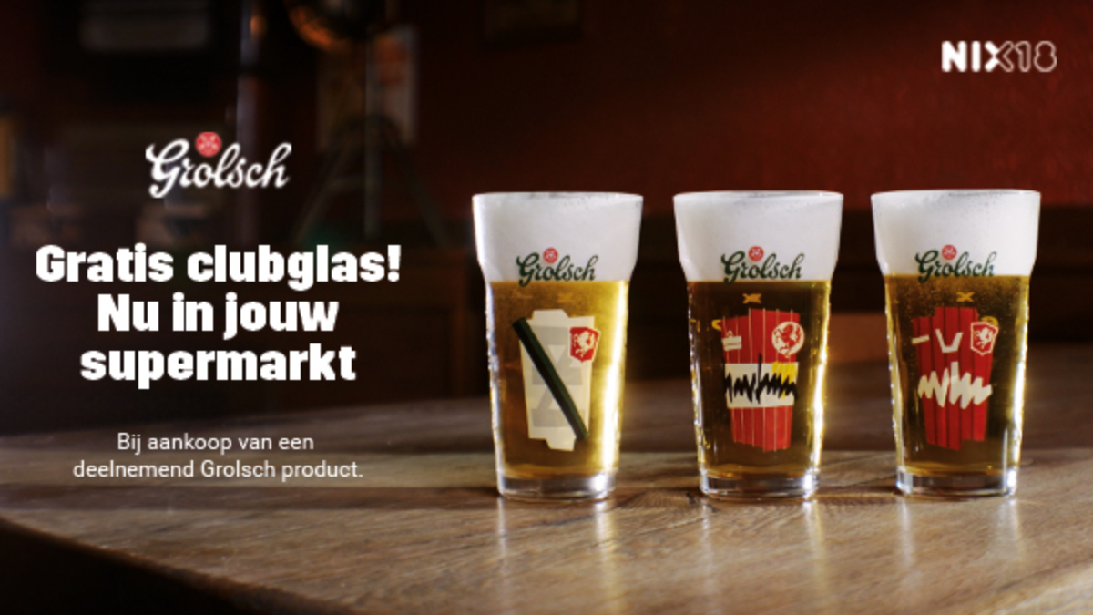 Glazen grolsch 60 jaar zij aan zij fc twente