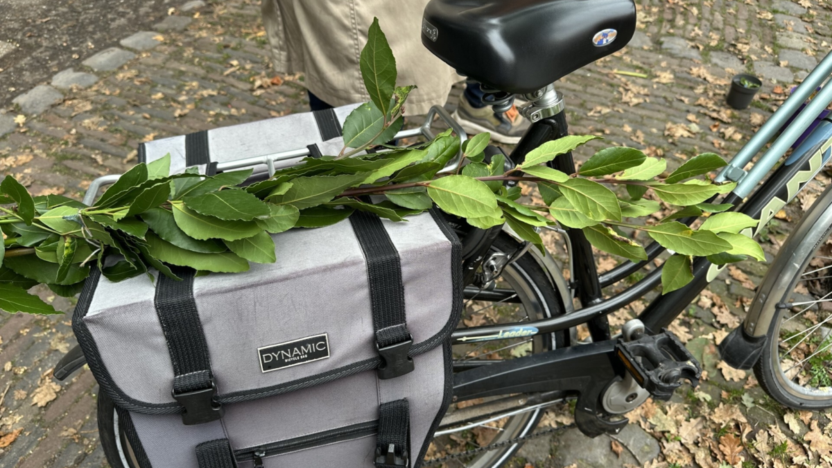 Fietstas met planten Almelo