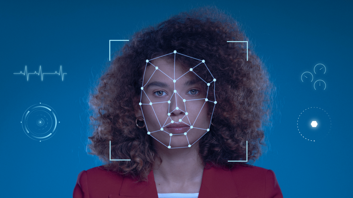 Facial recognition collage concept