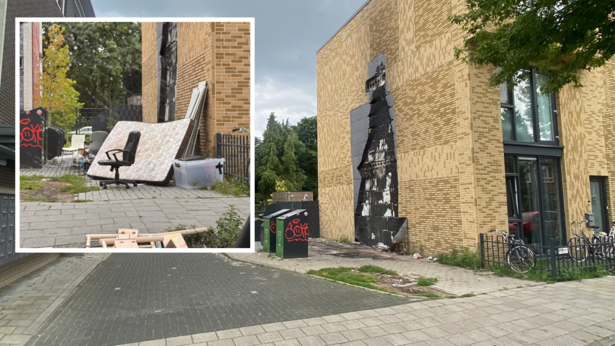 Afvaldump en brandschade Dr Benthemstraat Enschede foto Gert Kel en Niels Veurink