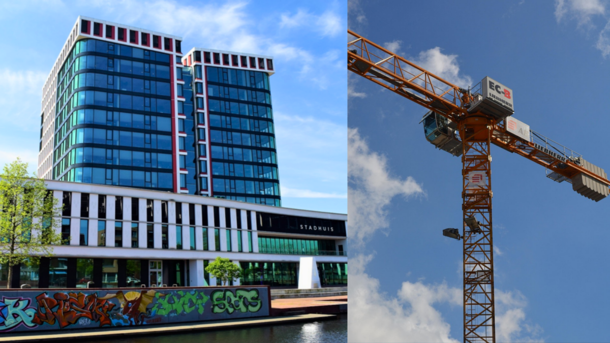 Stadhuis Almelo met hijskraan