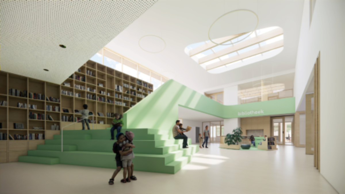 Schetsontwerp kindcentrum enter middenstip