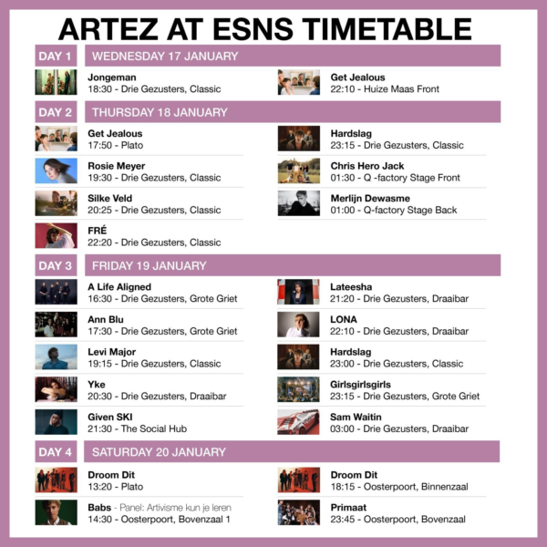 ESNS timetable Art EZ Art EZ