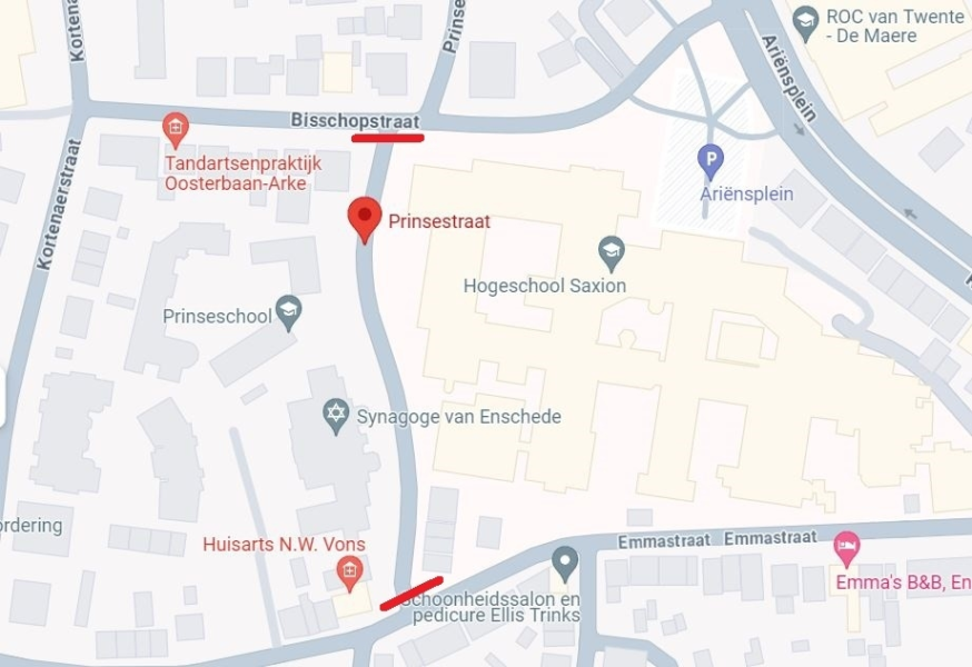 20240510 Google Maps deel Prinsestraat Enschede