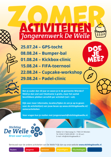 240702 Poster Zomeractiviteiten De Welle jongerenwerk