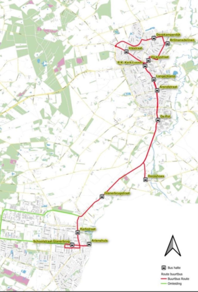 Glane route buurtbus haltes