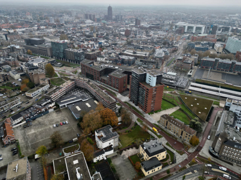Luchtfoto stationsgebied Enschede beeldbank gemeente