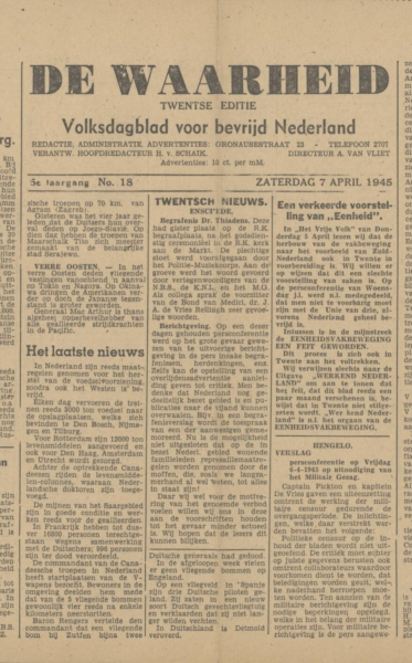 De waarheid - 7 april 1945 - begrafenis Thiadens