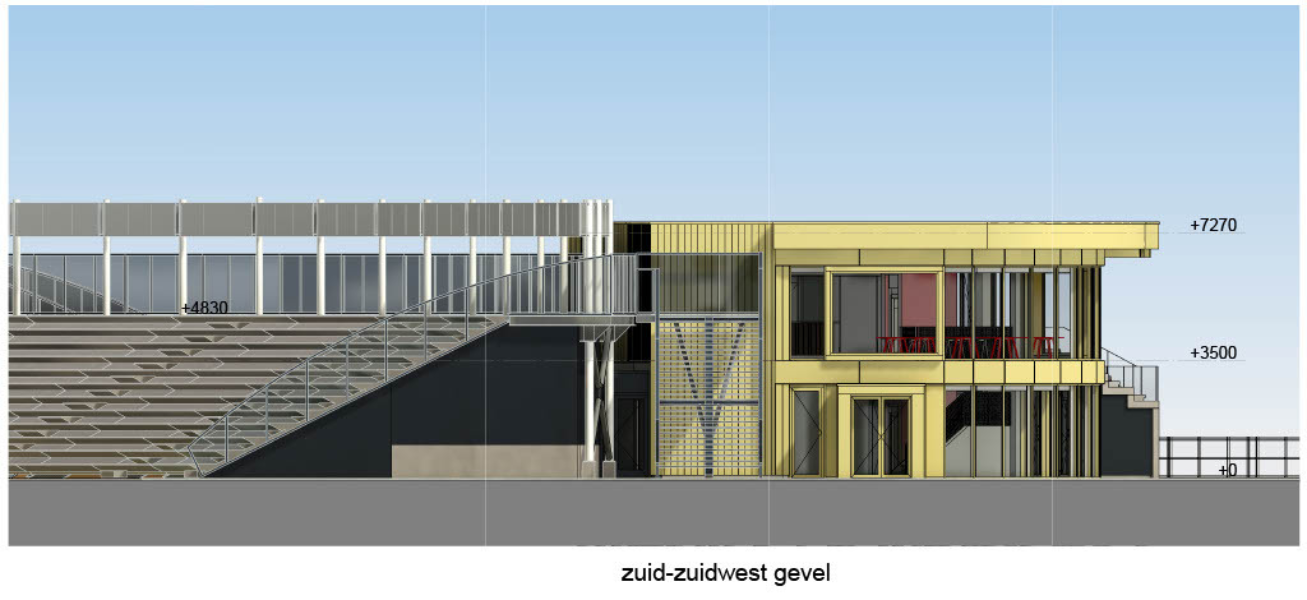 Zuidwest gevel nieuw trainingscomplex fc twente heracles academie hengelo