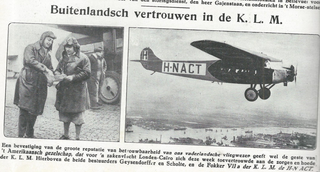 Gerrit Johannes Geysendorffer - Johannes Bernardus Scholte - luchtvaart - luchtvaarthistorie - krantenartikel