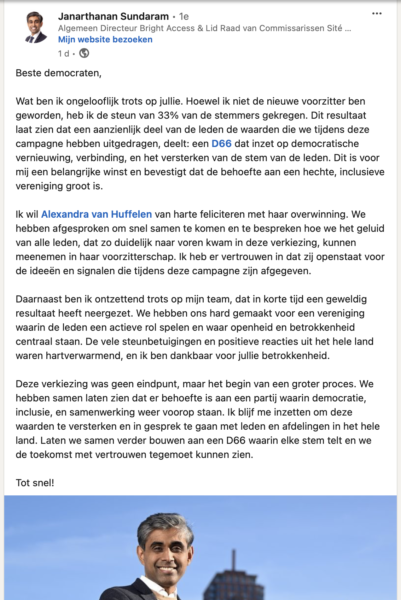 LinkedIn-bericht - schermprint