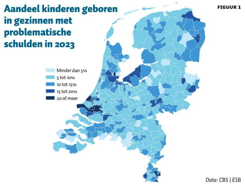 vlekkenkaart - kinderen in gezinnen met problematische schulden