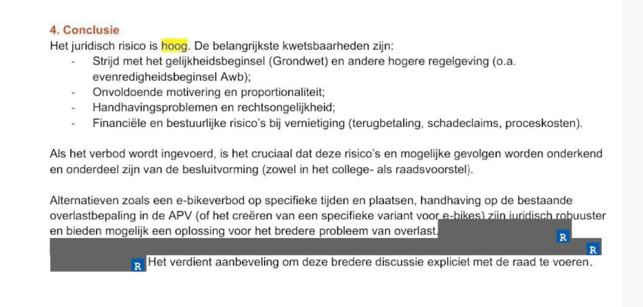 20260803 Juridische risico's fatbikeverbod Enschede