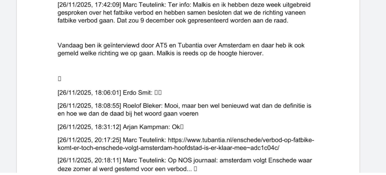 20260803 Appgroep college Enschede fatbikeverbod