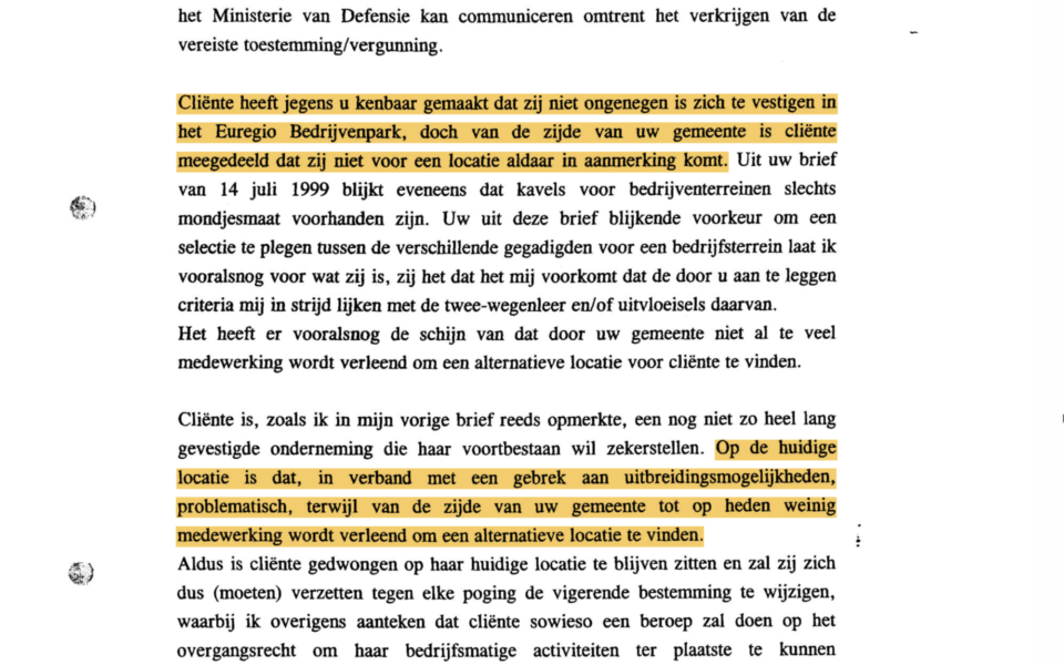 fragment brief advocaat Bakker aan gemeente 1999-07-30 - vuurwerkramp