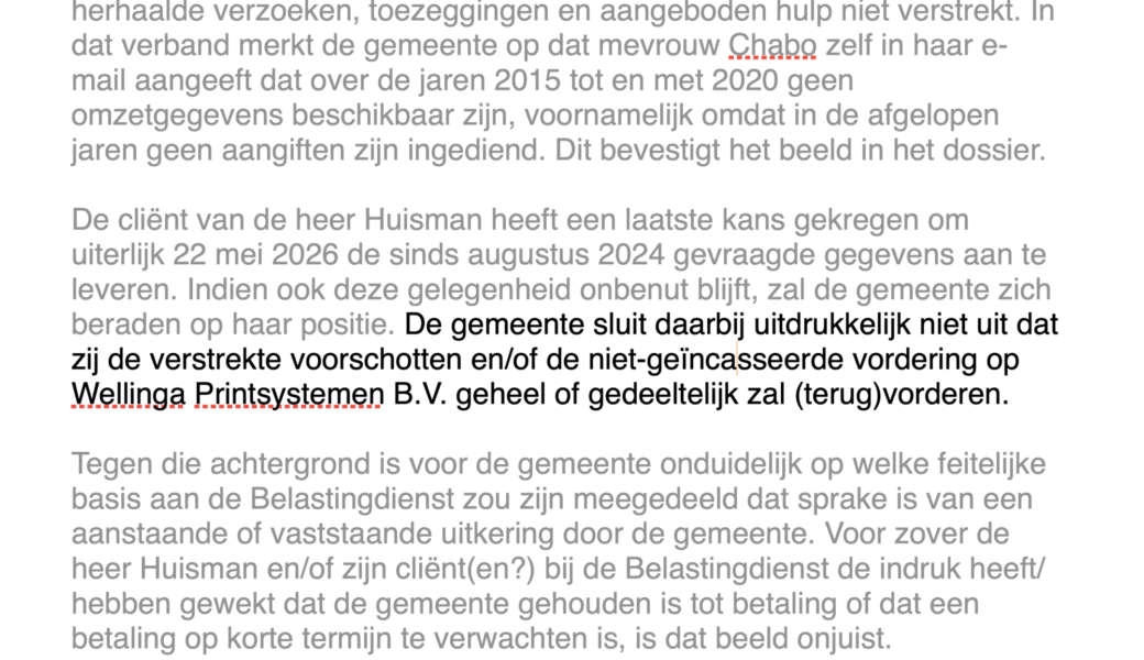 Zaak Ardesch - Dreigende terugvordering 21 mei