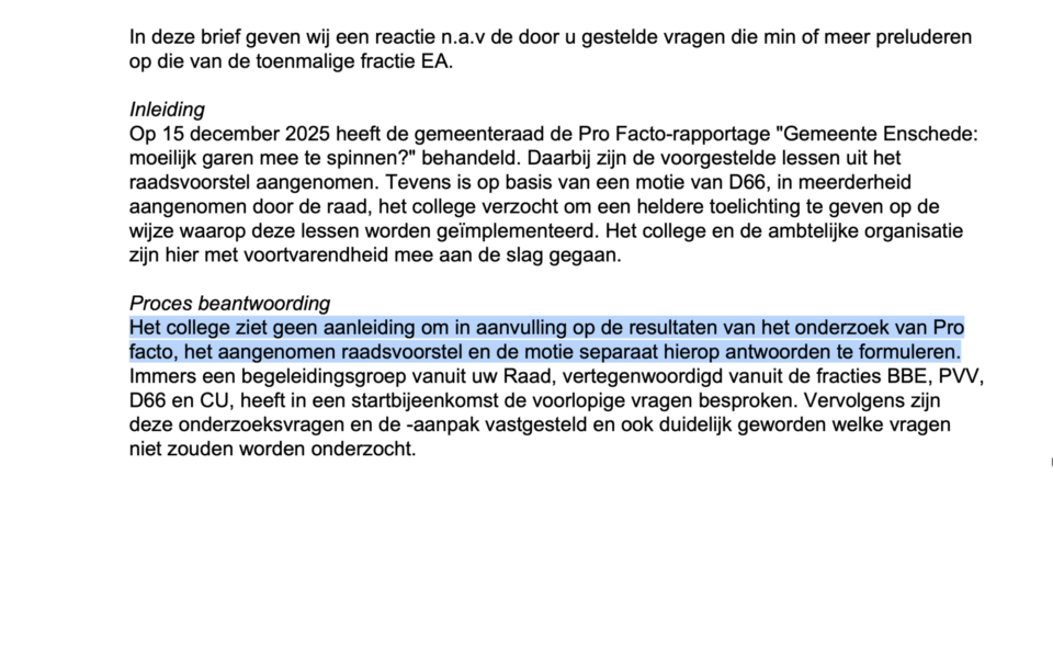 Zaak Ardesch - Geen aanleiding vragen te beantwoorden
