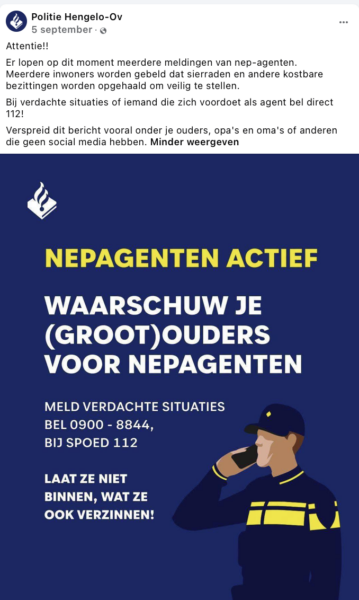 Politie hengelo nepagenten fb post sept26