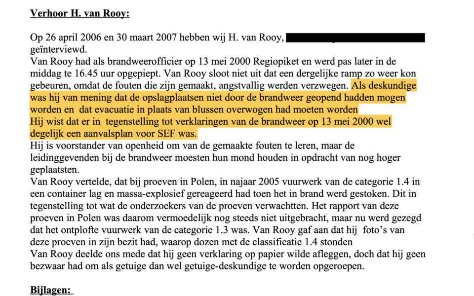 vuurwerkramp - Verklaring Henk van Rooy