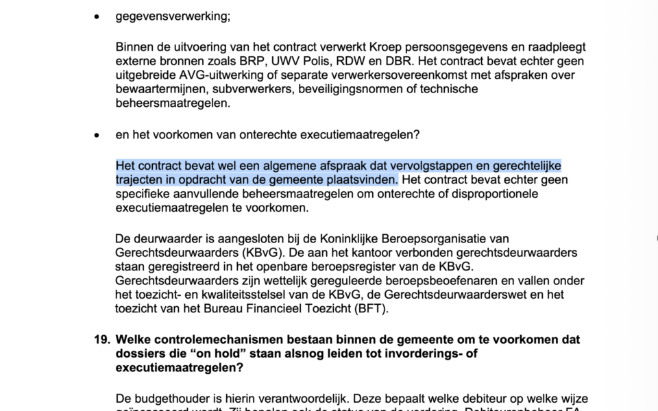 Zaak Ardesch - Vervolgstappen incasso alleen in opdracht